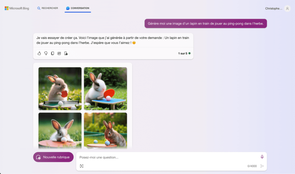 Générer des images sur Bing IA