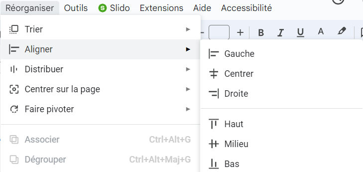 L’alignement de formes sur Google Slides