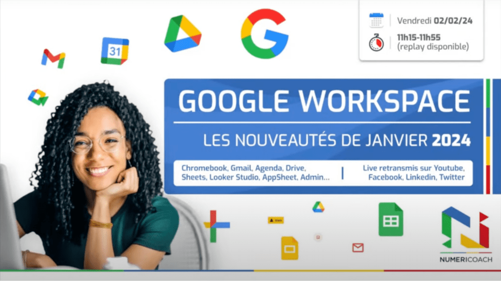 Les nouveautés Google Workspace de Janvier 2024 par Numericoach